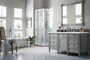 Brittany 60" Urban Gray Single Vanity w/ 3 CM White Zeus Quartz Top James Martin Vanities