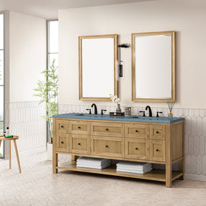 Bathroom Vanities Outlet Atlanta Renovate for LessBreckenridge 72" Double Vanity, Light Natural Oak w/ 3CM Cala Blue Top