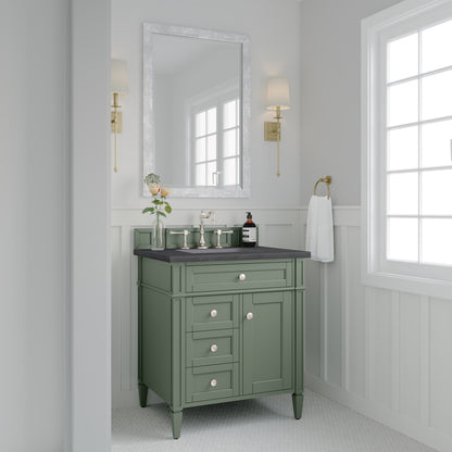 Brittany 30" Single Vanity, Smokey Celadon w/ 3CM Charcoal Soapstone Top James Martin Vanities