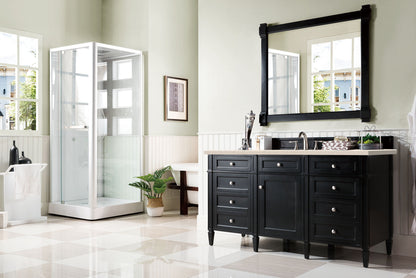 Brittany 60" Single Vanity, Black Onyx, w/ 3 CM Eternal Marfil Quartz Top James Martin Vanities