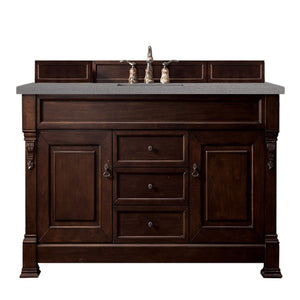 Brookfield 60" Single Vanity, Burnished Mahogany w/ 3 CM Grey Expo Quartz Top James Martin Vanities