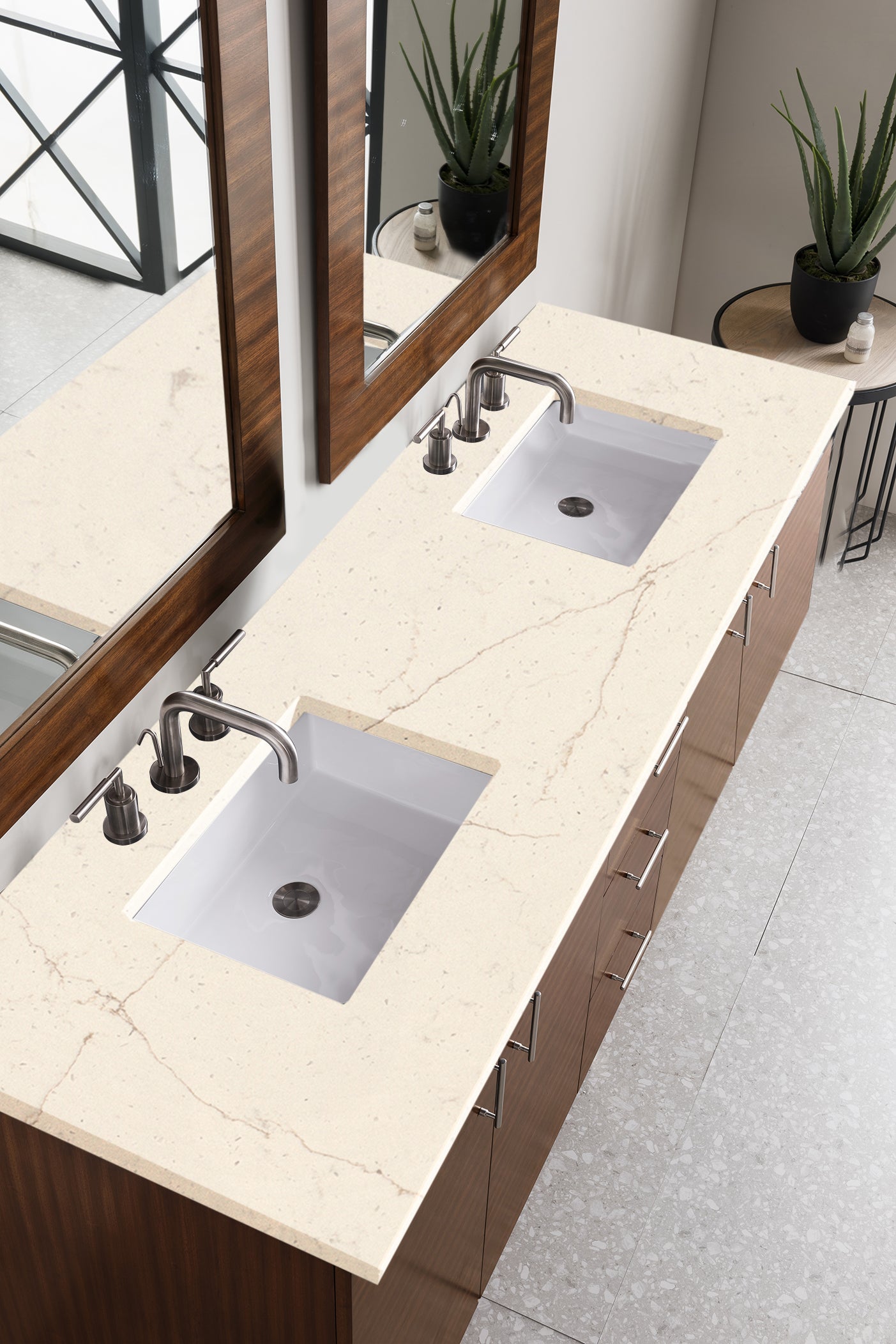 Metropolitan 72" Double Vanity, American Walnut, w/ 3 CM Eternal Marfil Quartz Top James Martin Vanities