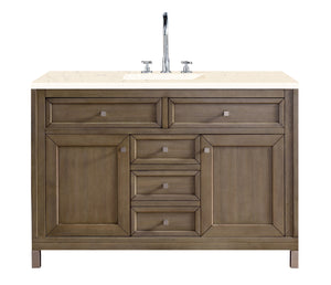 Chicago 48" Single Vanity, Whitewashed Walnut w/ 3 CM Eternal Marfil Quartz Top James Martin Vanities