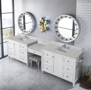 Bathroom Vanities Outlet Atlanta Renovate for LessCopper Cove Encore 122" Double Vanity Set, Bright White w/ Makeup Table, 3 CM Eternal Serena Quartz Top