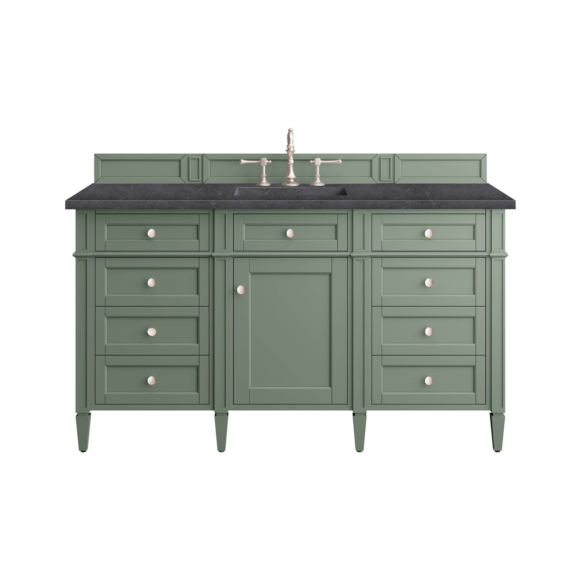 Brittany 60" Single Vanity, Smokey Celadon w/ 3CM Charcoal Soapstone Top James Martin Vanities