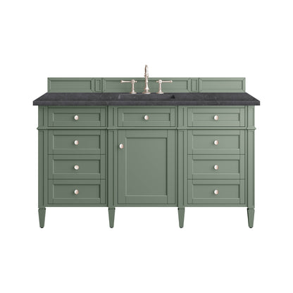 Brittany 60" Single Vanity, Smokey Celadon w/ 3CM Charcoal Soapstone Top James Martin Vanities