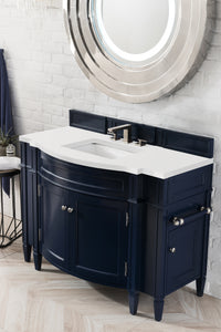 Brittany 46" Single Vanity, Victory Blue w/ 3 CM White Zeus Quartz Top James Martin Vanities