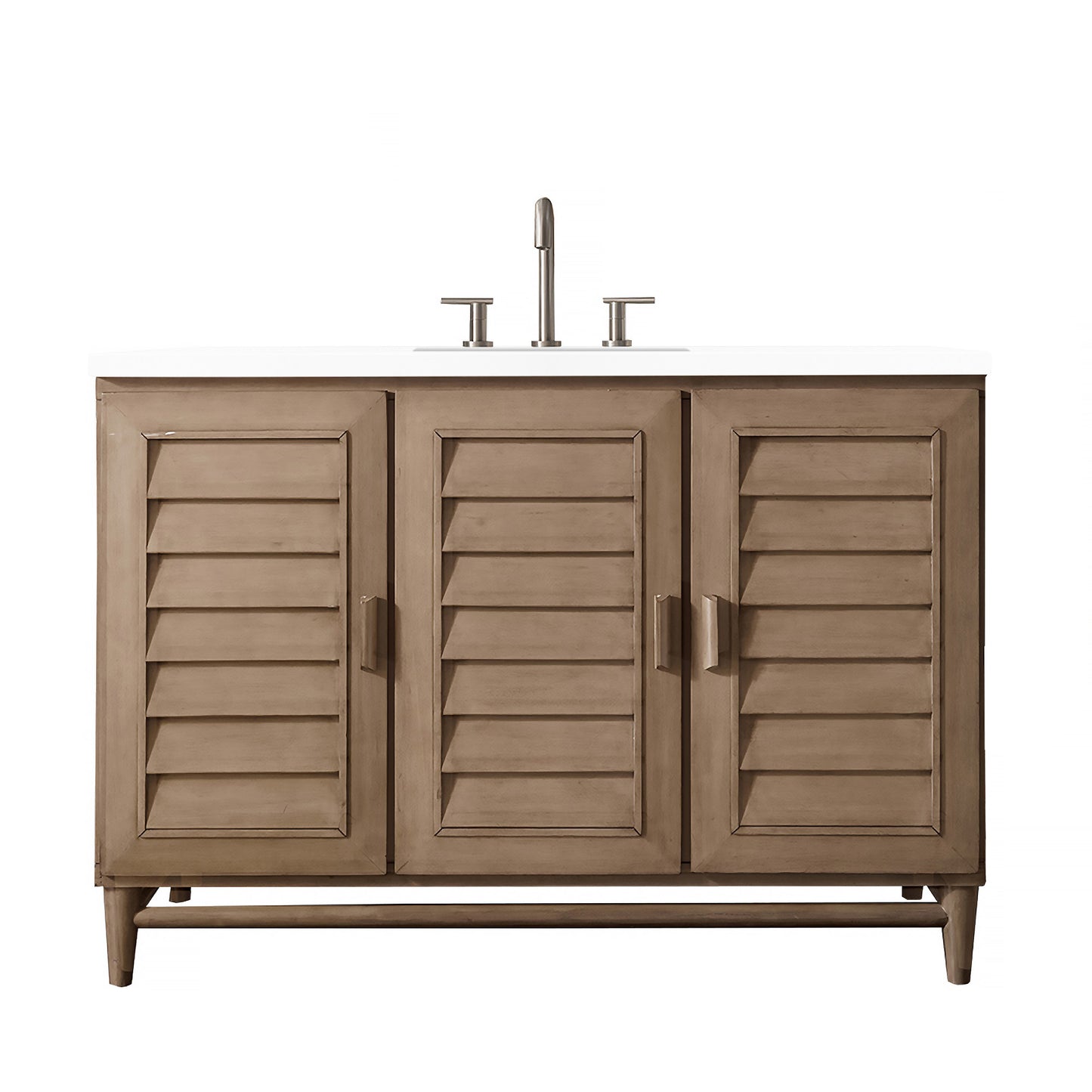 Portland 48" Single Vanity Whitewashed Walnut, w/ 3 CM White Zeus Quartz Top James Martin Vanities