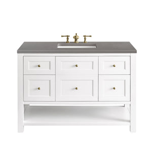 Breckenridge 48" Single Vanity, Bright White w/ 3CM Grey Expo Top James Martin Vanities