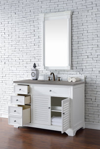 Bathroom Vanities Outlet Atlanta Renovate for LessSavannah 48" Single Vanity Cabinet, Bright White, w/ 3 CM Grey Expo Quartz Top