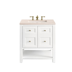 Breckenridge 30" Single Vanity, Bright White w/ 3CM Eternal Marfil Top James Martin Vanities