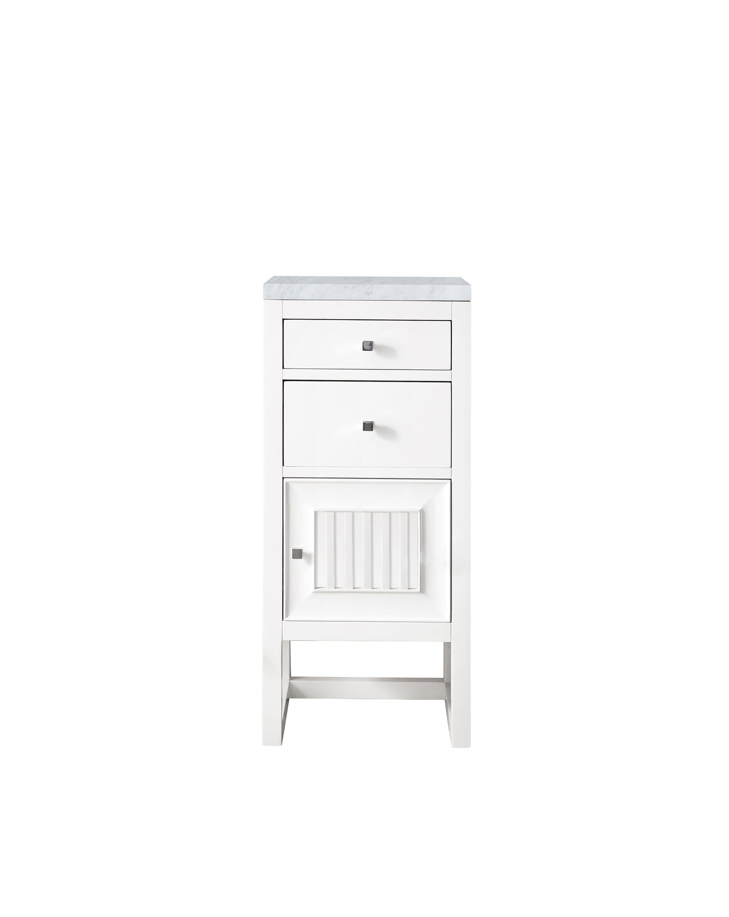 Athens 15" Cabinet w/ Drawers & Door, Glossy White w/ 3 CM Carrara Marble Top James Martin Vanities