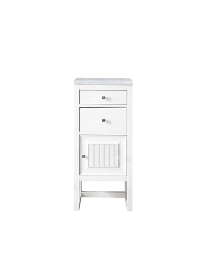 Athens 15" Cabinet w/ Drawers & Door, Glossy White w/ 3 CM Carrara Marble Top James Martin Vanities