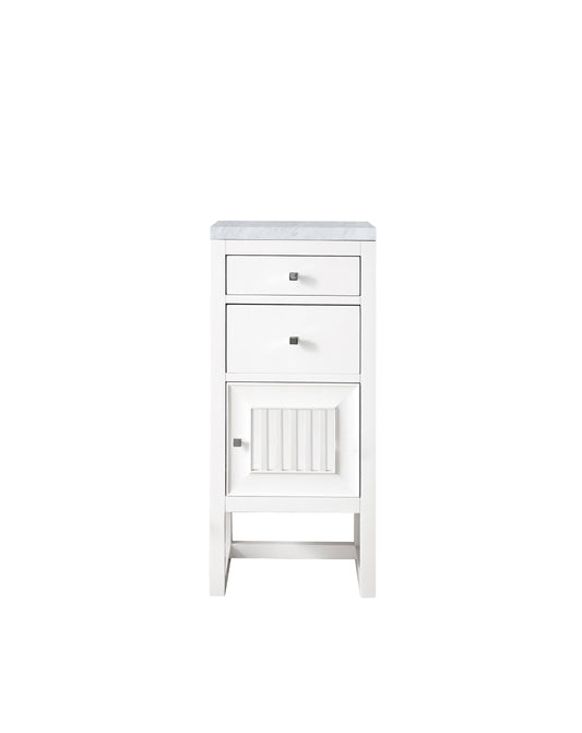 Athens 15" Cabinet w/ Drawers & Door, Glossy White w/ 3 CM Carrara Marble Top James Martin Vanities