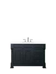 Brookfield 48" Single Vanity, Antique Black w/ 3 CM White Zeus Quartz Top James Martin Vanities