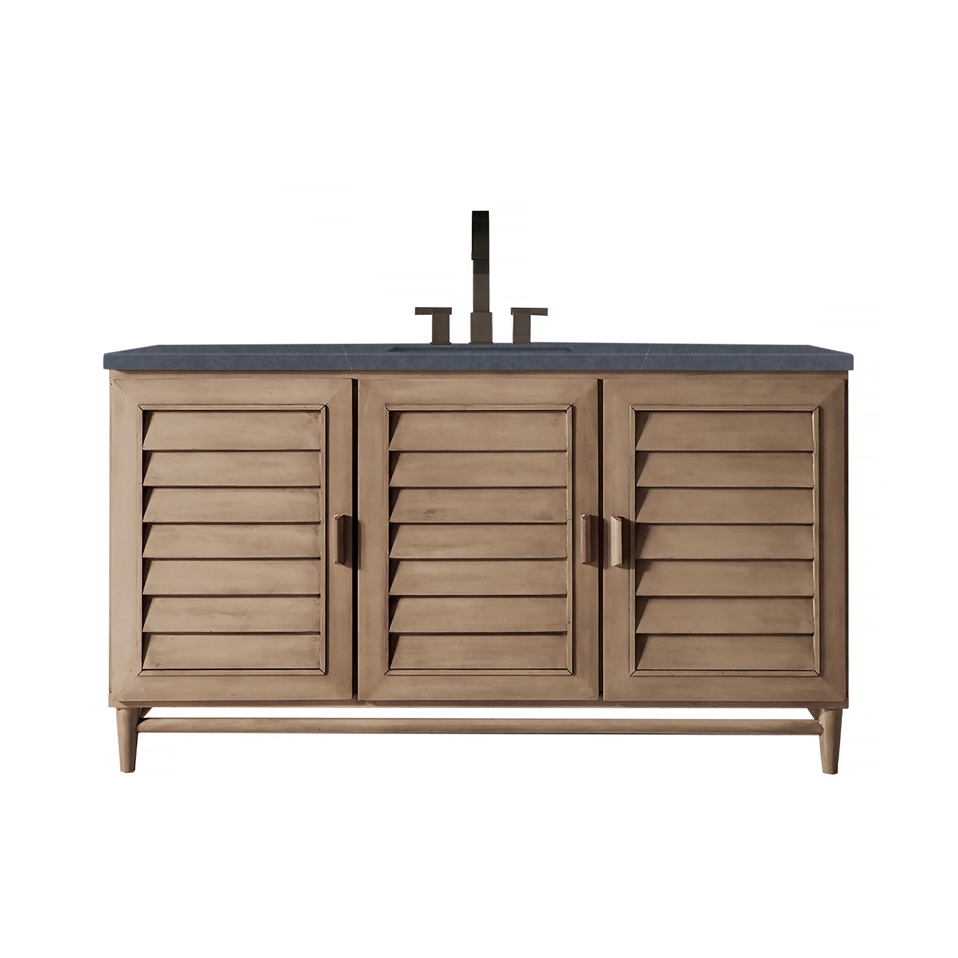 Portland 60" Single Vanity Whitewashed Walnut, w/ 3 CM Charcoal Soapstone Quartz Top James Martin Vanities