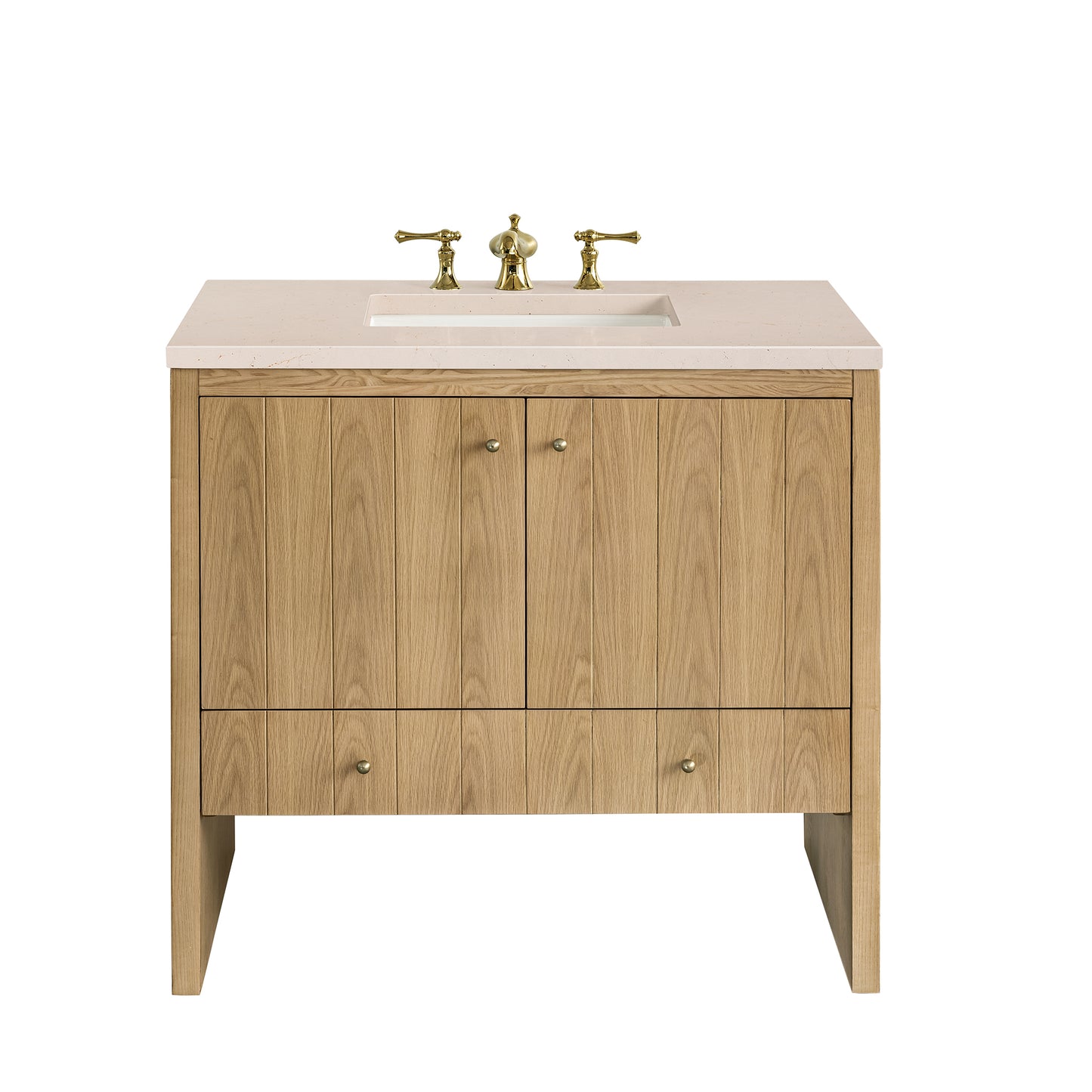 Hudson 36" Single Vanity, Light Natural Oak w/ 3CM Eternal Marfil Top James Martin Vanities