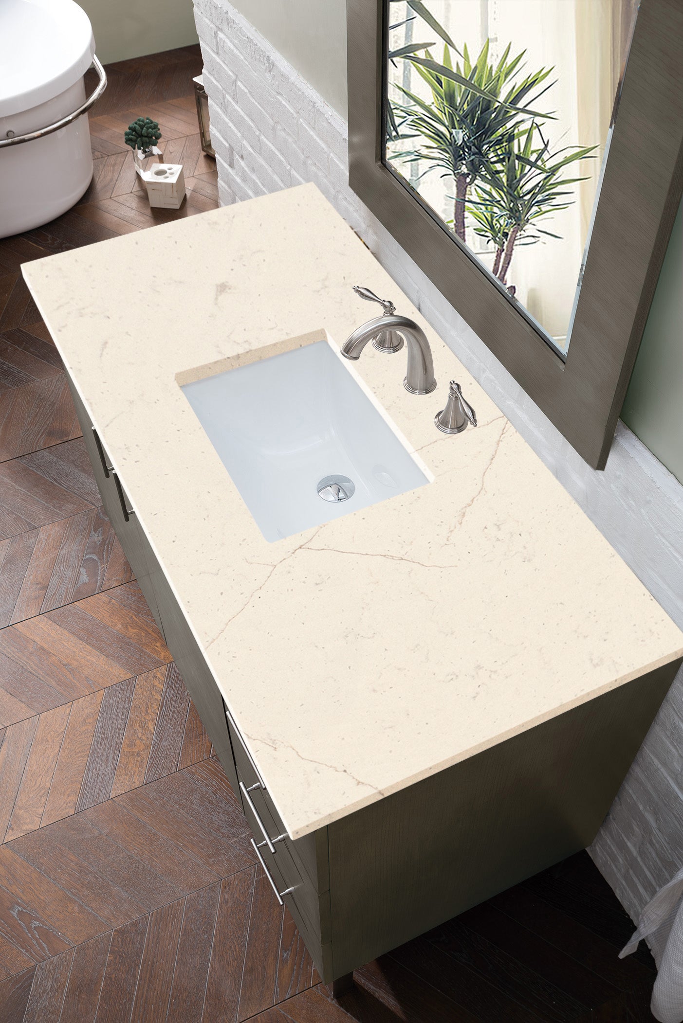 Metropolitan 48" Single Vanity, Silver Oak, w/ 3 CM Eternal Marfil Quartz Top James Martin Vanities