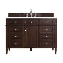 Load image into Gallery viewer, Brittany 48&quot; Burnished Mahogany Single Vanity w/ 3 CM White Zeus Quartz Top James Martin Vanities