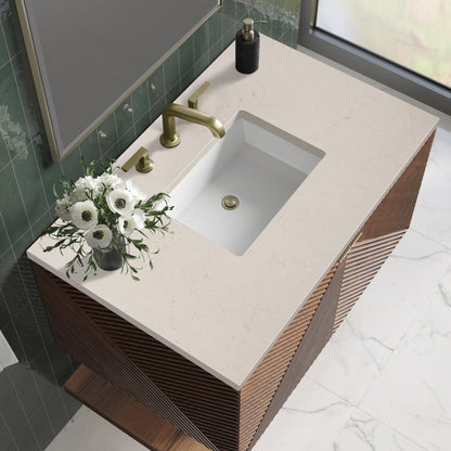 Bathroom Vanities Outlet Atlanta Renovate for LessMarcello 36" Single Vanity, Chestnut w/ 3CM Eternal Marfil Top