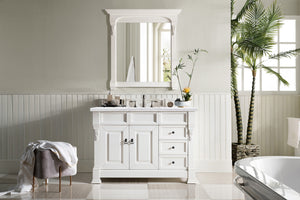 Brookfield 48" Single Vanity, Bright White w/ 3 CM Arctic Fall Solid Surface Top James Martin Vanities