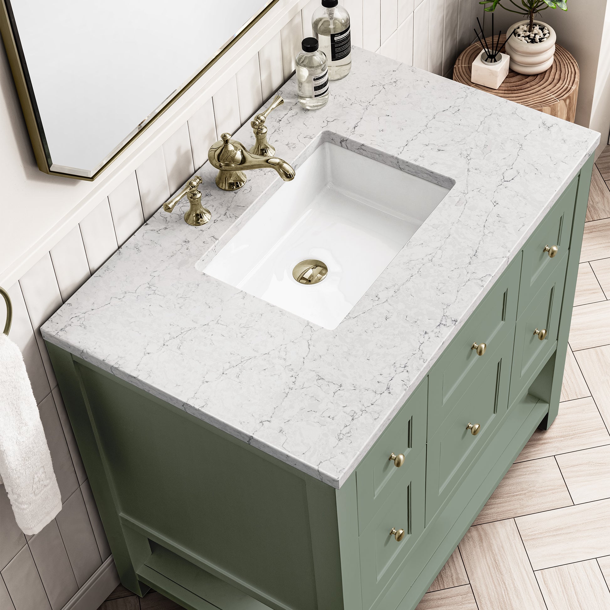 Breckenridge 36" Single Vanity, Smokey Celadon w/ 3CM Arctic Fall Top James Martin Vanities
