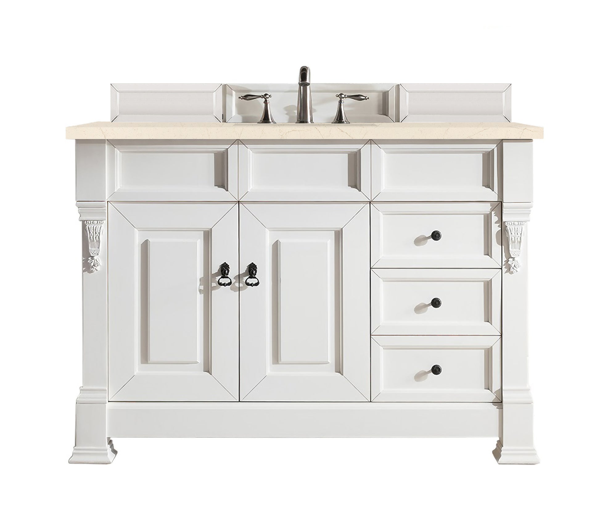 Brookfield 48" Single Vanity, Bright White w/ 3 CM Eternal Marfil Quartz Top James Martin Vanities
