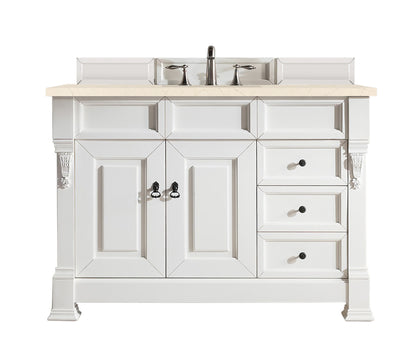 Brookfield 48" Single Vanity, Bright White w/ 3 CM Eternal Marfil Quartz Top James Martin Vanities