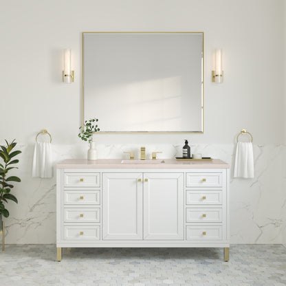Chicago 60" Single Vanity, Glossy White w/ 3CM Eternal Marfil Top James Martin Vanities