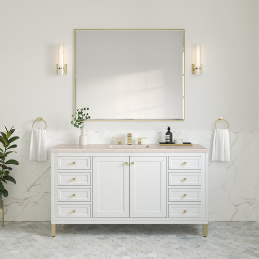 Chicago 60" Single Vanity, Glossy White w/ 3CM Eternal Marfil Top James Martin Vanities