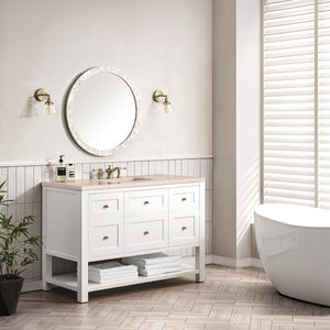 Breckenridge 48" Single Vanity, Bright White w/ 3CM Eternal Marfil Top James Martin Vanities