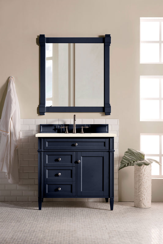 Brittany 36" Victory Blue Single Vanity w/ 3 CM Eternal Marfil Quartz Top James Martin Vanities