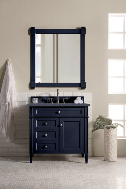 Brittany 36" Victory Blue Single Vanity w/ 3 CM Charcoal Soapstone Quartz Top James Martin Vanities