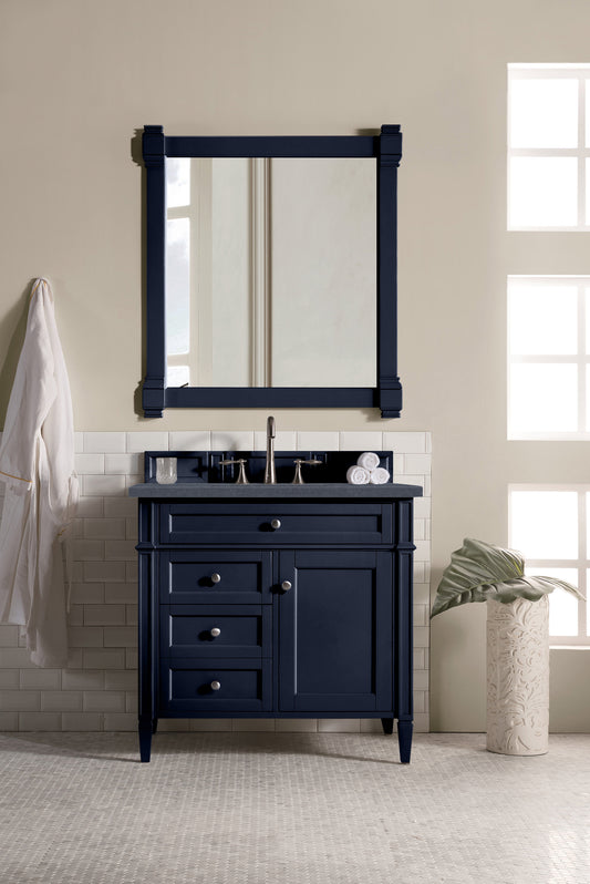 Brittany 36" Victory Blue Single Vanity w/ 3 CM Charcoal Soapstone Quartz Top James Martin Vanities