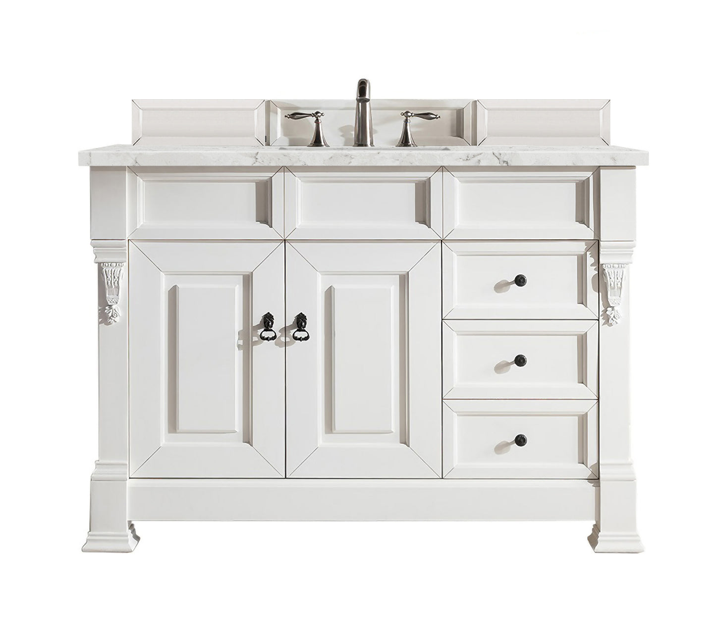 Brookfield 48" Single Vanity, Bright White w/ 3 CM Eternal Jasmine Pearl Quartz Top James Martin Vanities