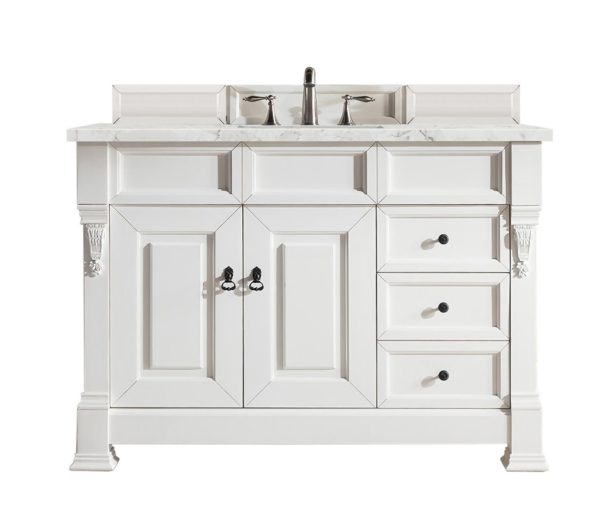 Brookfield 48" Single Vanity, Bright White w/ 3 CM Eternal Jasmine Pearl Quartz Top James Martin Vanities