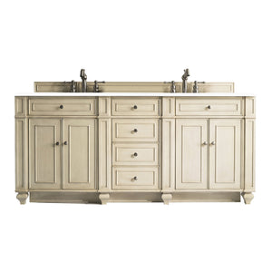 Bristol 72" Double Vanity, Vintage Vanilla, w/ 3 CM White Zeus Quartz Top James Martin Vanities