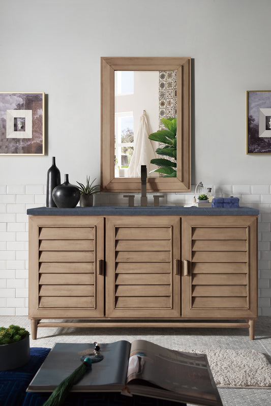 Portland 60" Single Vanity Whitewashed Walnut, w/ 3 CM Charcoal Soapstone Quartz Top James Martin Vanities