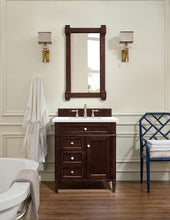 Load image into Gallery viewer, Brittany 30&quot; Single Vanity, Burnished Mahogany, w/ 3 CM White Zeus Quartz Top James Martin Vanities