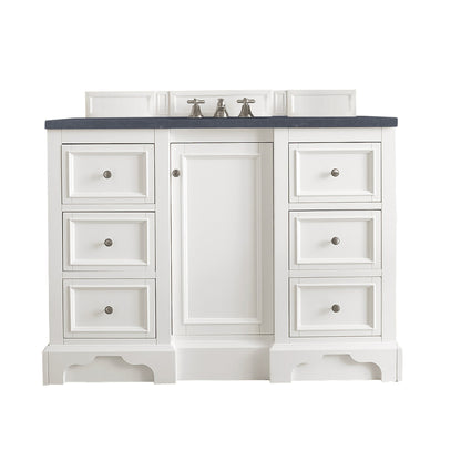 De Soto 48" Single Vanity, Bright White w/ 3 CM Charcoal Soapstone Quartz Top James Martin Vanities