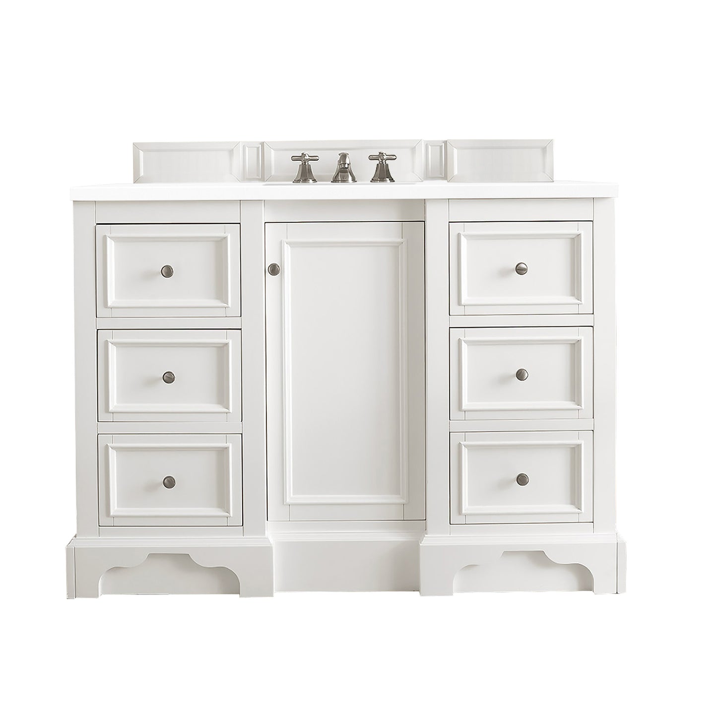 De Soto 48" Single Vanity, Bright White w/ 3 CM White Zeus Quartz Top James Martin Vanities