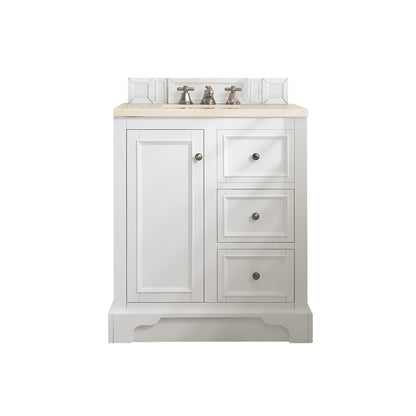 De Soto 30" Single Vanity, Bright White w/ 3 CM Eternal Marfil Quartz Top James Martin Vanities