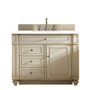 Bristol 36" Single Vanity, Vintage Vanilla, w/ 3 CM White Zeus Quartz Top James Martin Vanities