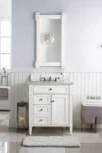 Brittany 30" Single Vanity, Bright White, w/ 3 CM Eternal Serena Quartz Top James Martin Vanities