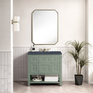 Breckenridge 36" Single Vanity, Smokey Celadon w/ 3CM Charcoal Soapstone Top James Martin Vanities