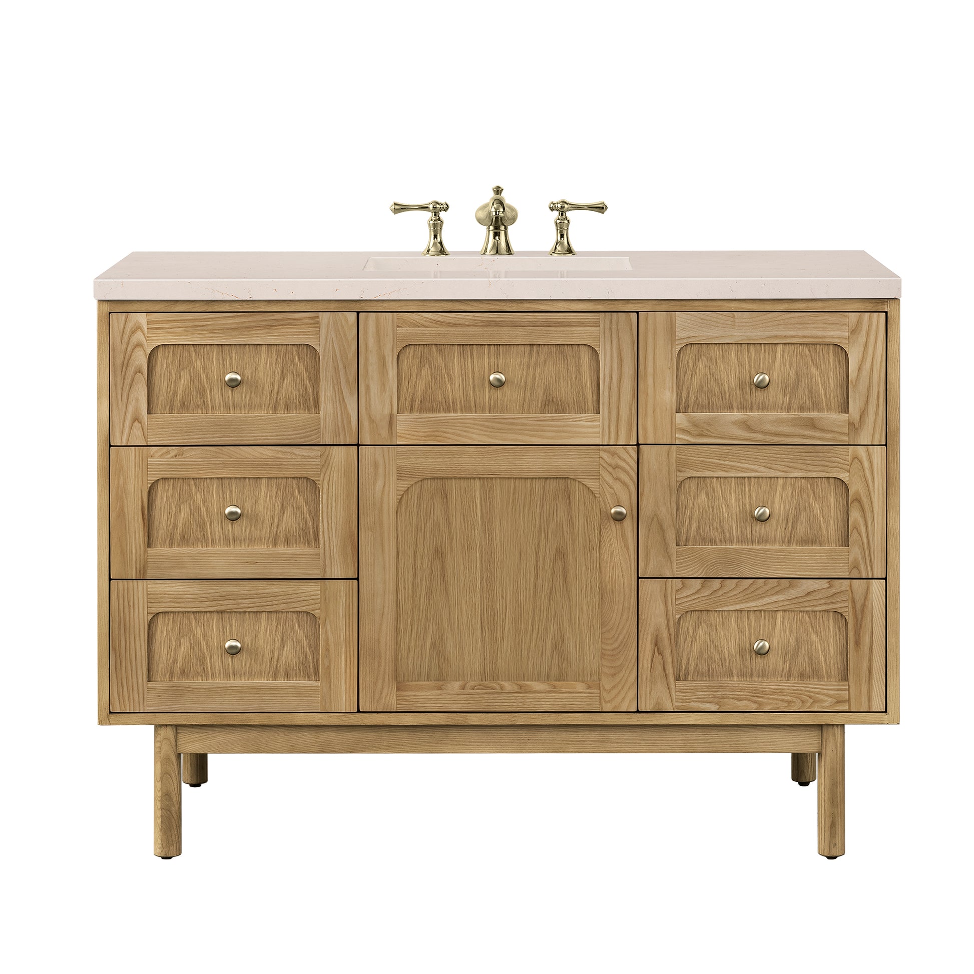 Laurent 48" Single Vanity, Light Natural Oak w/ 3CM Eternal Marfil Top James Martin Vanities