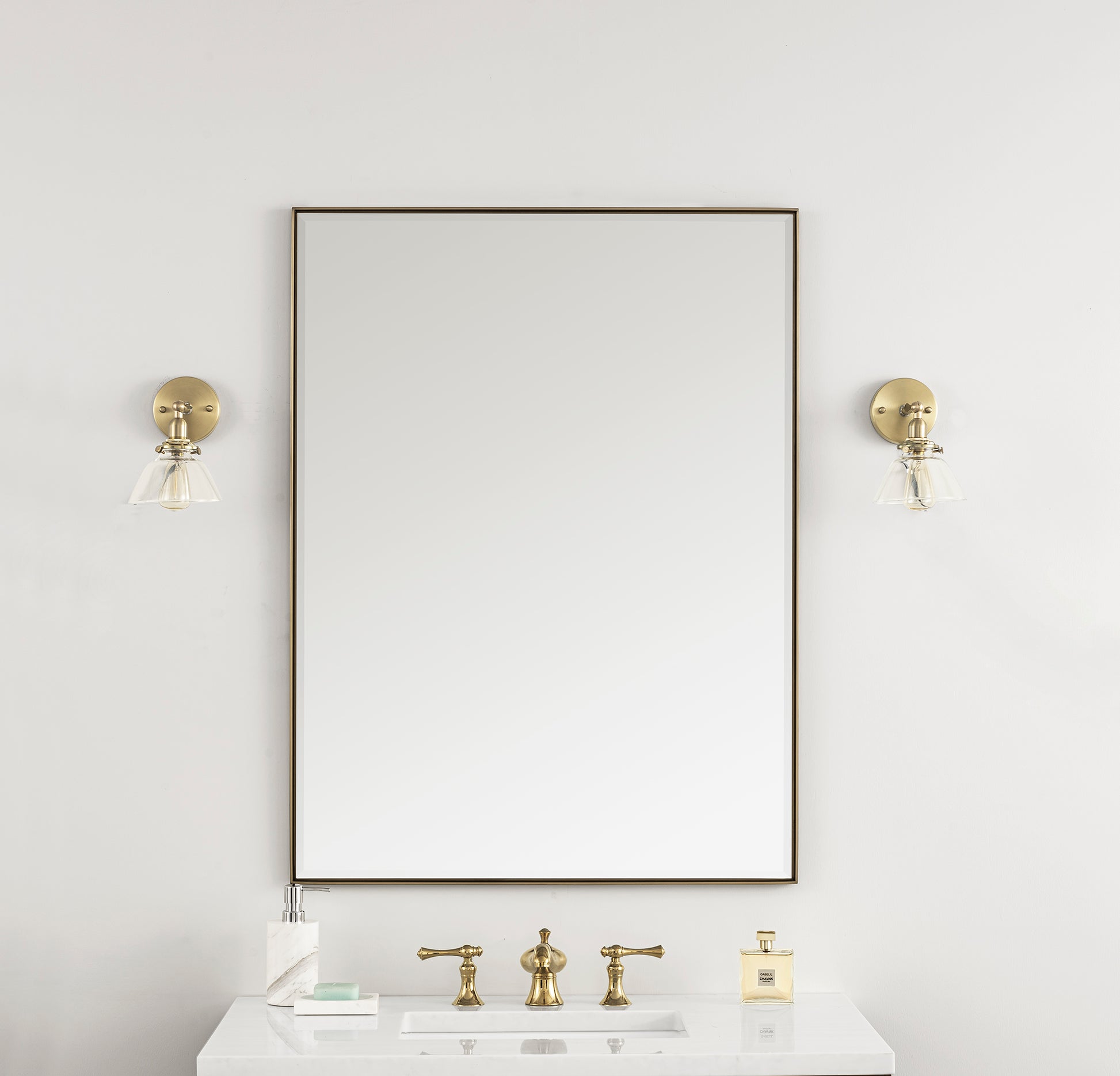 Rohe 30" Mirror, Champagne Brass James Martin Vanities