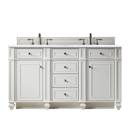 Bristol 60" Double Vanity, Bright White, w/ 3 CM Arctic Fall Solid Surface Top James Martin Vanities