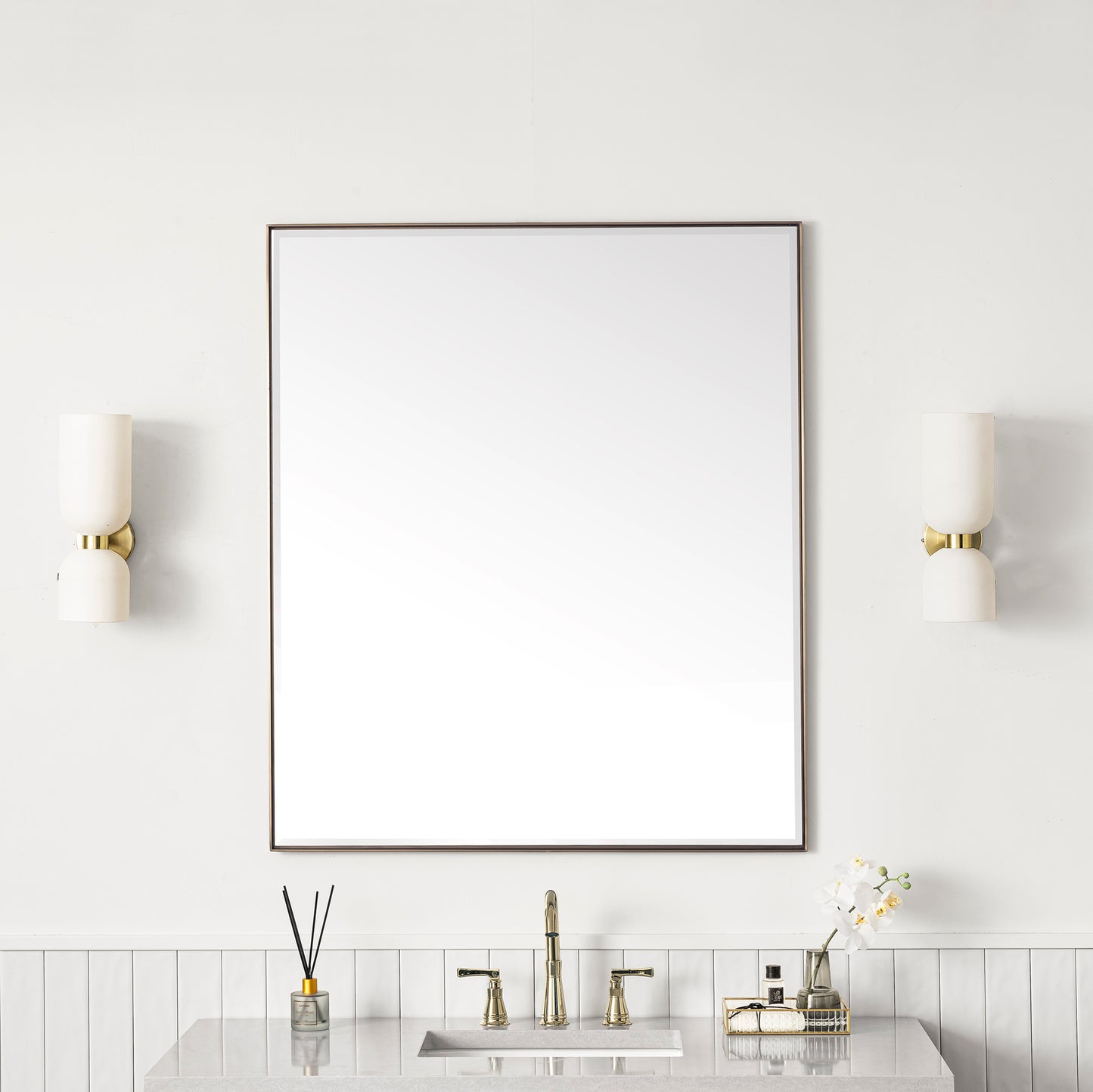 Rohe 36" Mirror, Champagne Brass James Martin Vanities