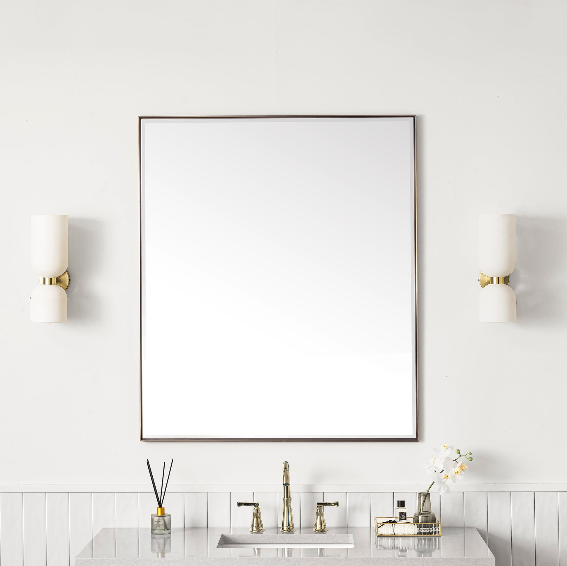 Rohe 36" Mirror, Champagne Brass James Martin Vanities